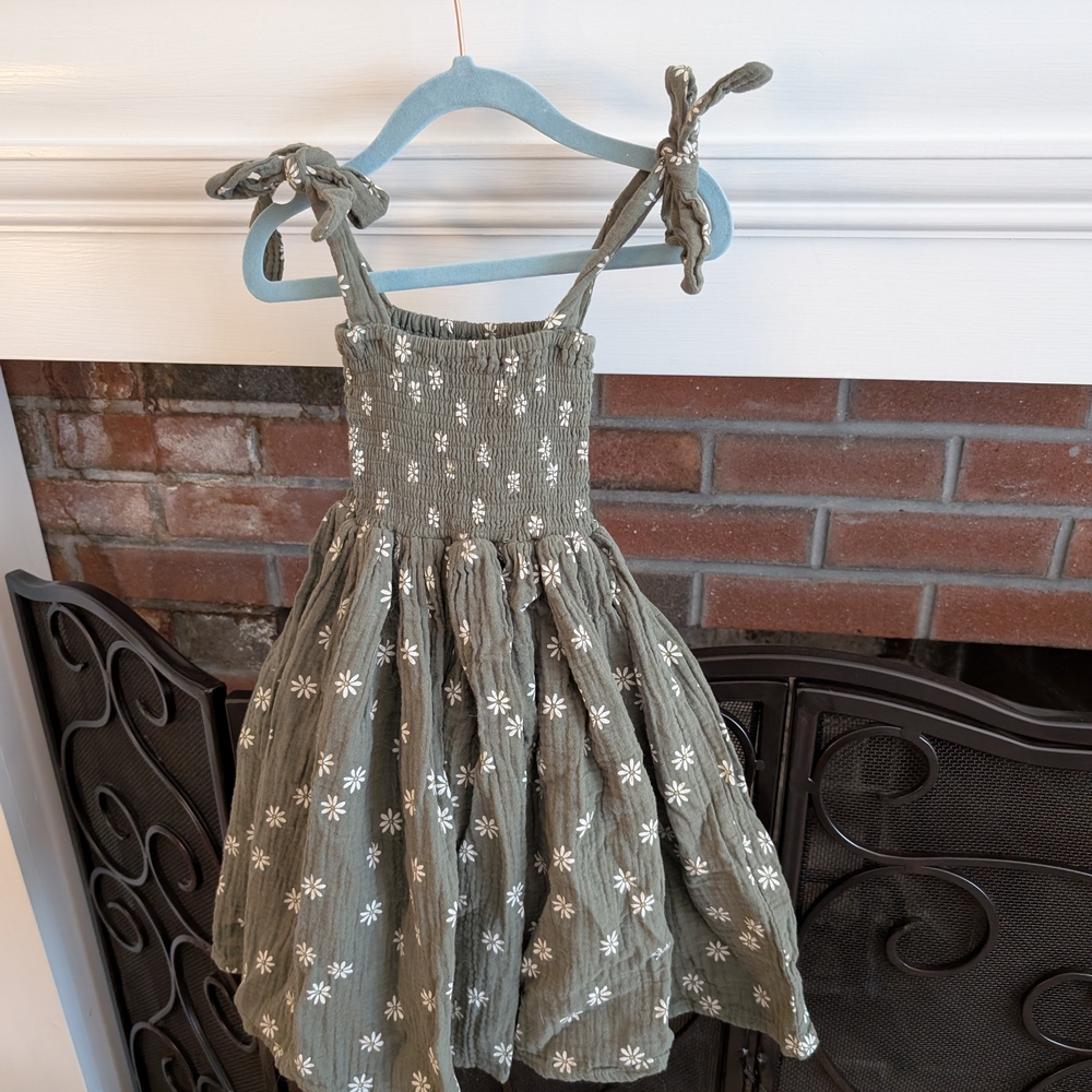Green Floral Kids Dress